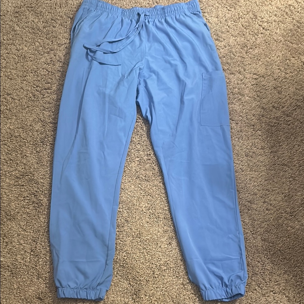 Blue Elastic Cuffed Joggers with Relaxed Fit